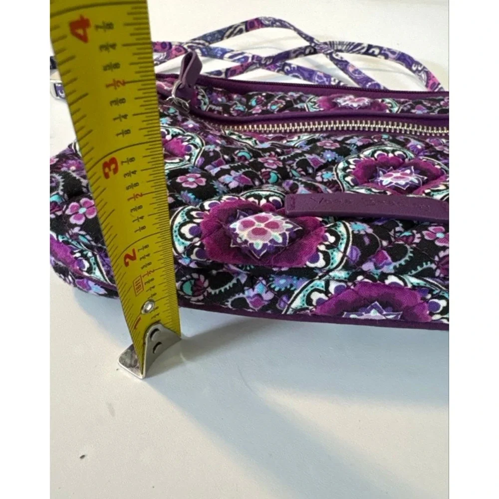 Vera Bradley Plum Pansy Quilted Cotton Crossbody Bag Purple‎ Floral Medallion